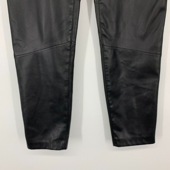 Zara Pants The Biker Black Faux Leather Ankle Zip Skinny High Rise - Picture 8 of 15
